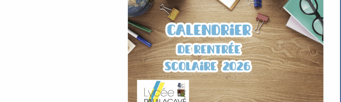 CALENDRIER DE RENTRÉE
