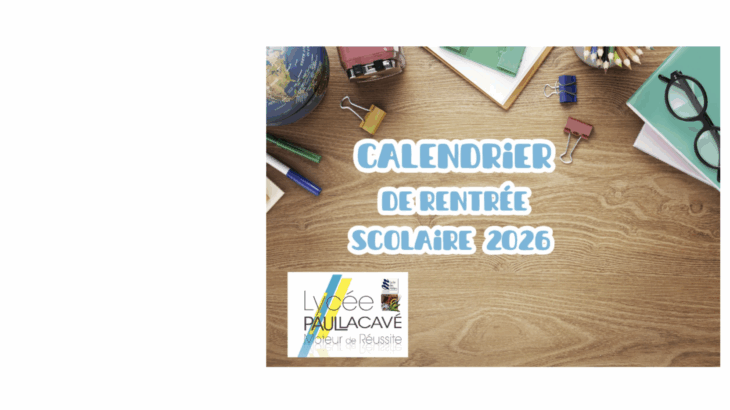 CALENDRIER DE RENTRÉE